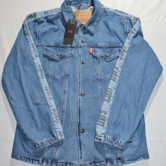 Levi's Other - Levis Mens Track Coach Side Stripe Denim Trucker Jacket **IRREGULAR**